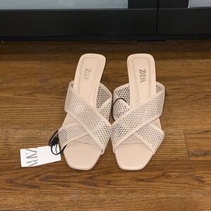 Kitten Beige Slip On Heels